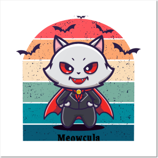 Meowcula cute vampire cat Posters and Art